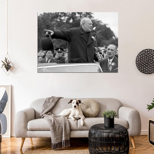 Winston Churchill Speech 1945 WWII War WW2 Old Wall Decor Room Print Retro Vintage Poster
