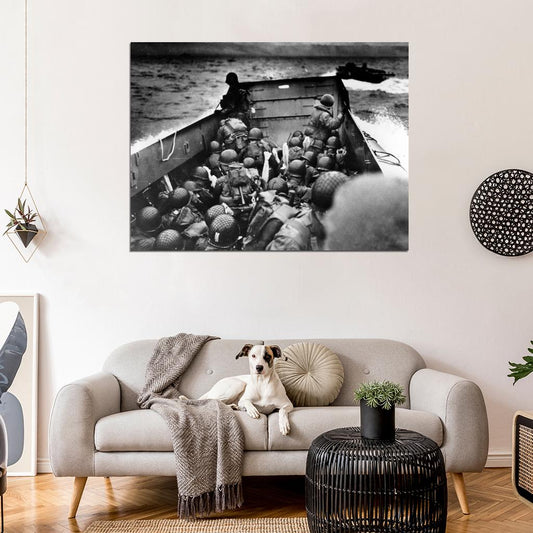 D-Day The Normandy US Army Troops Soldiers WW2 Wall Decor Room Print Retro Vintage Poster