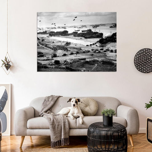 D-Day Invasion of Normandy US Army Troops Ships WW2 Wall Decor Room Print Retro Vintage Poster
