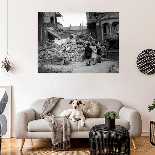 Children Debris Rare WWII World War Two WW2 Old Wall Decor Room Print Retro Vintage Poster
