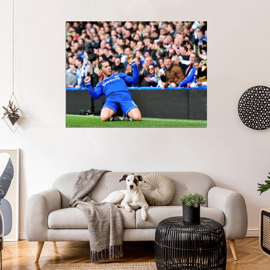 Eden Hazard Goal Celebration FC Chelsea Football Wall Art Print Poster