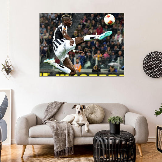 Paul Pogba Air Jump Rain FC Soccer Football Wall Art Print Poster