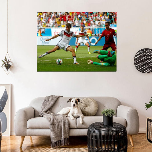 Thomas Muller Shot Goal Germany Portugal Football Wall Art Print Poster