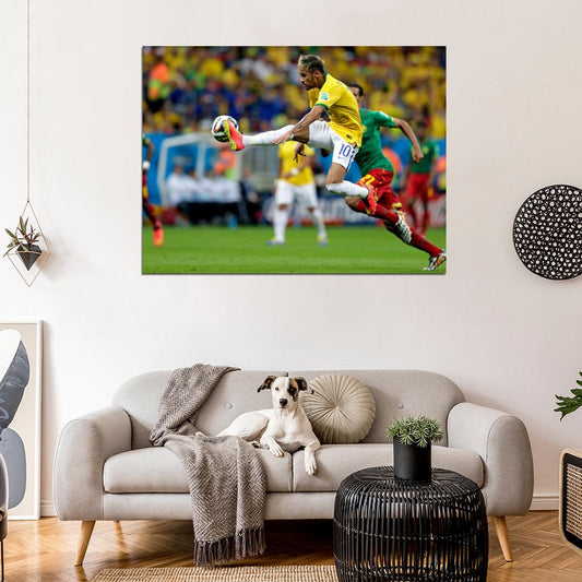 Neymar Jr Air Amazing World Cup Brazil Soccer Football Wall Art Print Poster