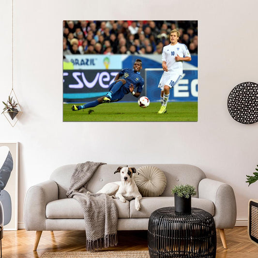 Paul Pogba Sliding Tackle France Soccer Football Wall Art Print Poster