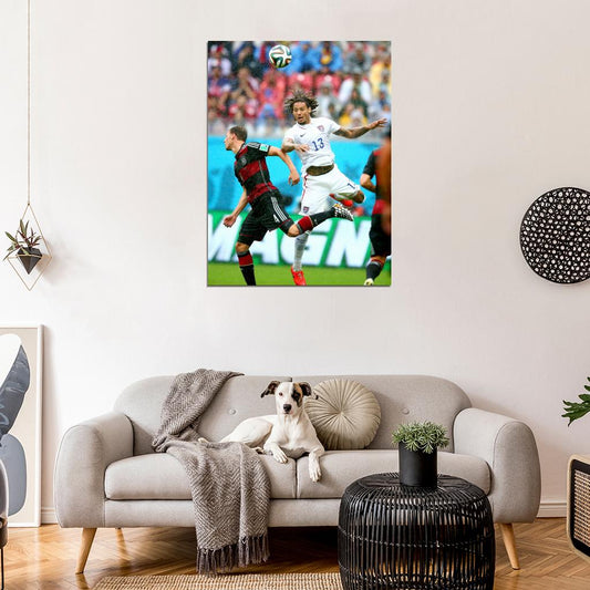 Jermaine Jones Header USA Brazil Soccer Football Wall Art Print Poster