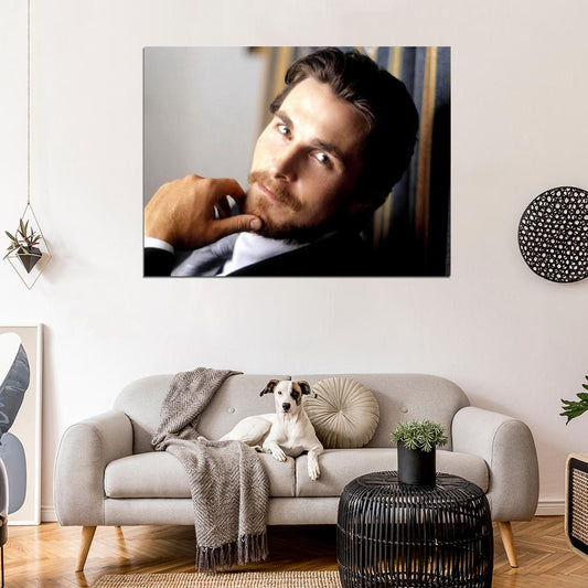 Christian Bale Portrait Suit Handsome Charming Awesome Wall Art Print Poster