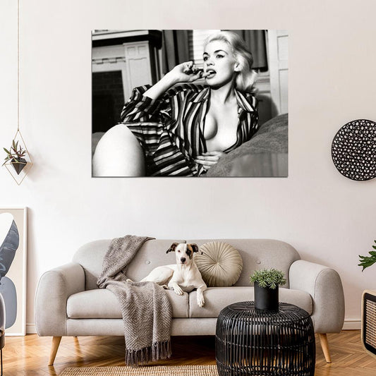 Jayne Mansfield Amazing BW Hot Sexy Cleavage Retro Wall Art Print Poster