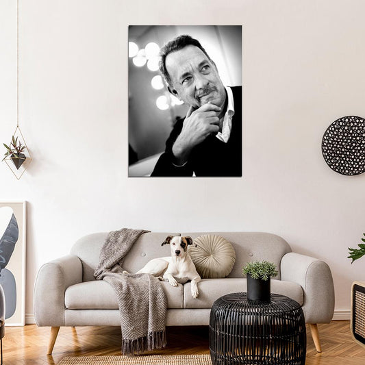 Tom Hanks Brilliant BW Portrait Charming Rare Wall Art Print Poster