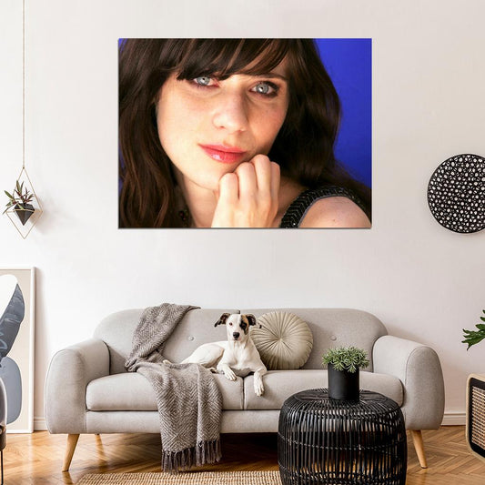Zooey Deschanel Portrait Eyes Hot Beautiful Actress Wall Art Print Poster