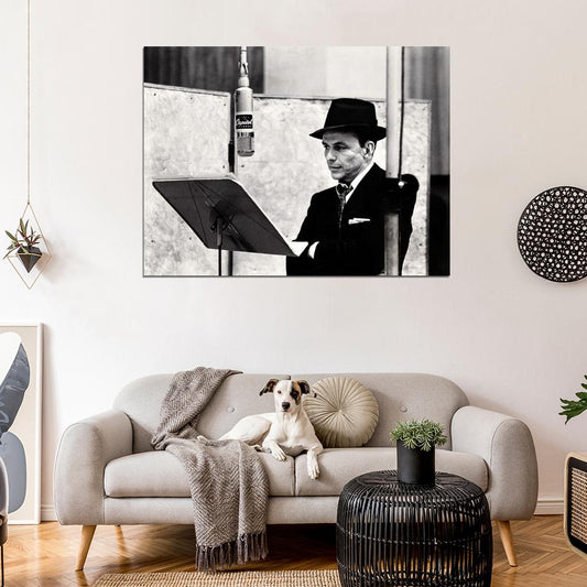 Frank Sinatra BW Suit Hat Charming Singer Retro Rare Wall Art Print Poster