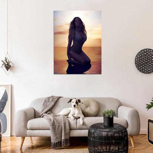 Mariah Carey Incredible Sea Sunset Beautiful Hot Sexy Wall Art Print Poster