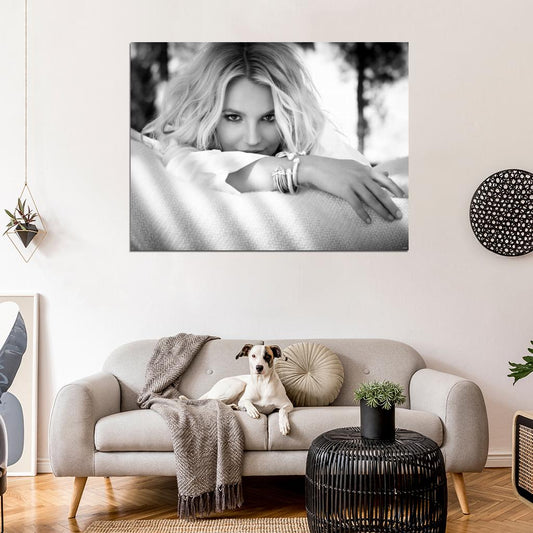 Britney Spears Cute Beautiful Music Singer BW Wall Art Print Poster