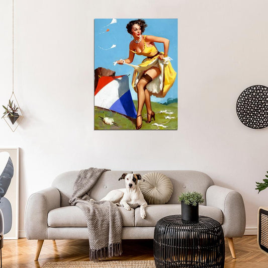 Pin Up Sexy Girl Retro Style Painting Wall Art Print Poster