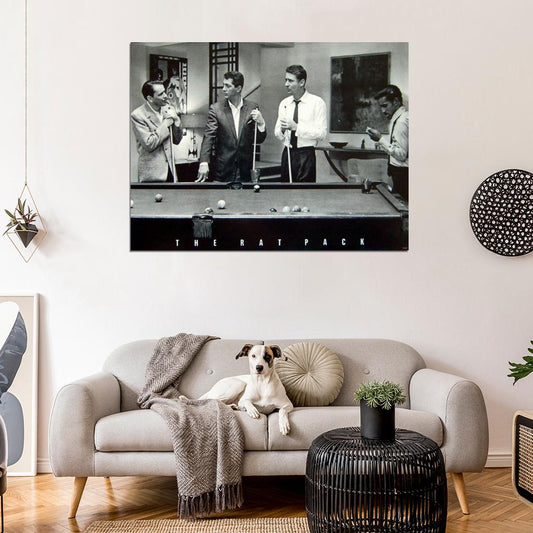 The Rat Pack Pool Retro Vintage BW Wall Art Print Poster