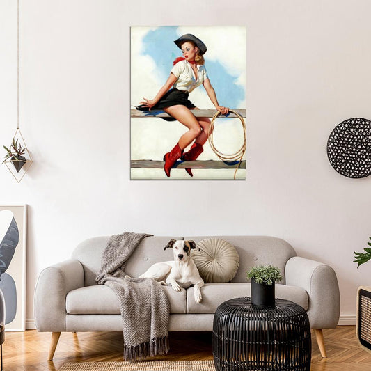 Pin Up Sexy Girl Retro Painting Art Vintage Wall Art Print Poster