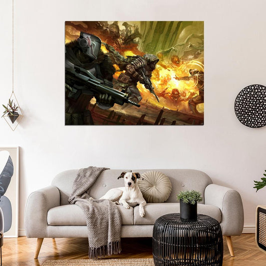 Destiny Hunter Monster Fire Video Game Wall Art Print Poster