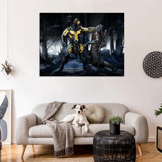 Mortal Kombat X Kotal Kahn Scorpion Fight Game Wall Art Print Poster