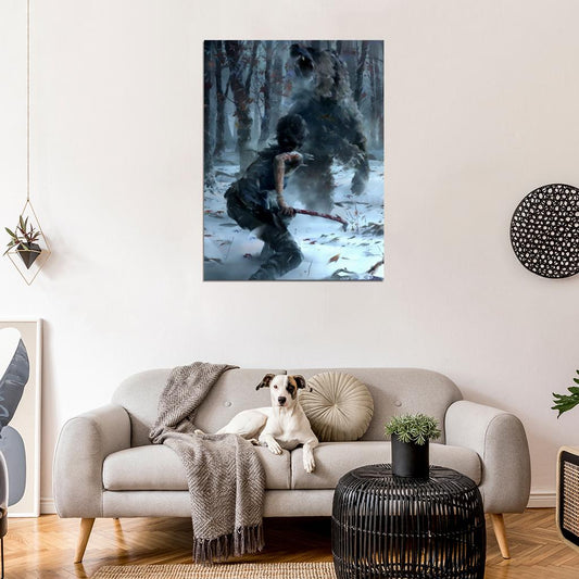 Rise Of The Tomb Raider Fight Awesome Bear Wall Art Print Poster