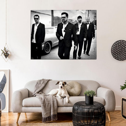 U2 Rock Music Band Group BW Wall Art Print Poster