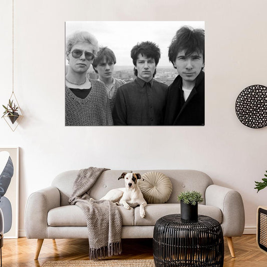 U2 Rock Band Music Classic Vintage BW Wall Art Print Poster