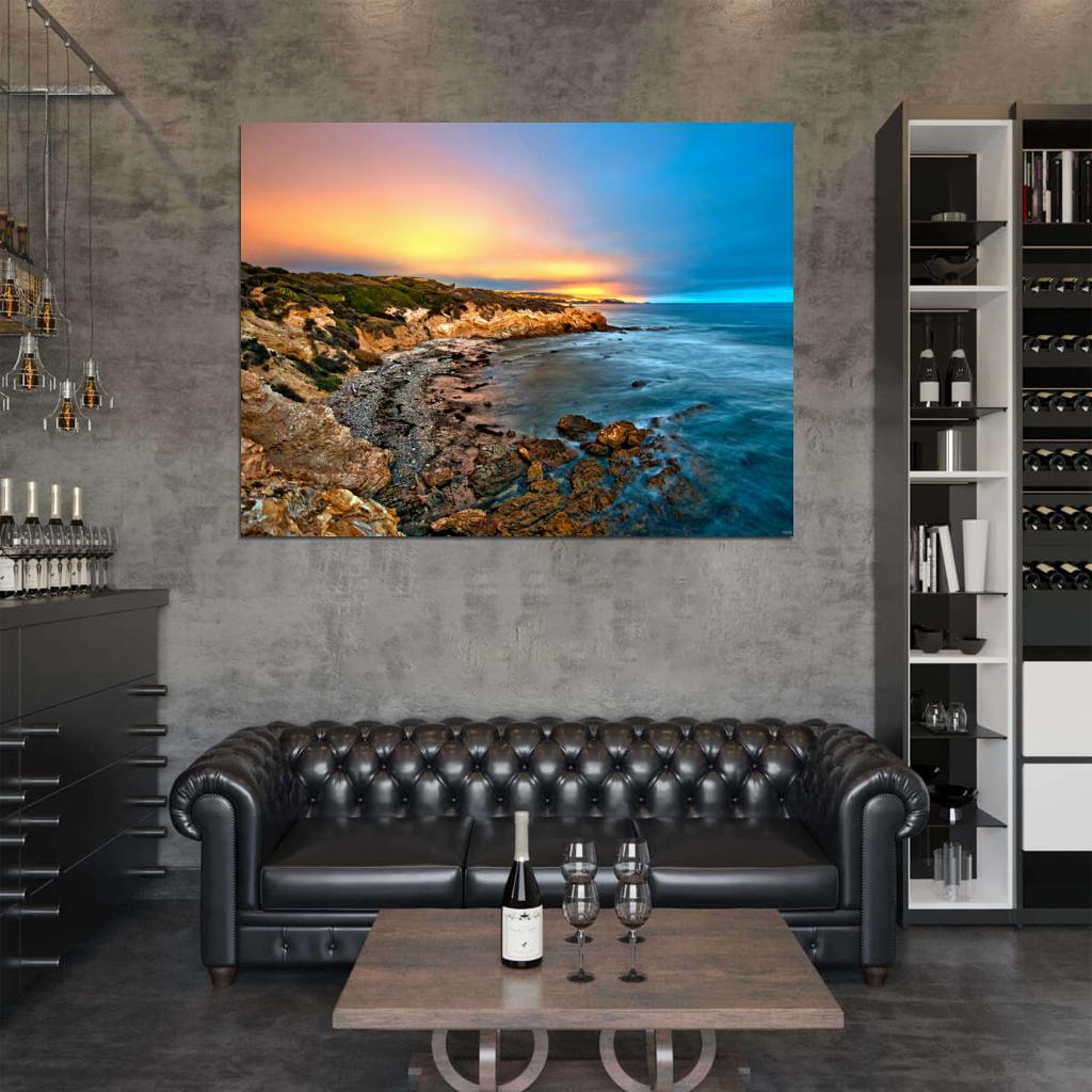 Seashore Rocks Beautiful Night Twilight Nature Wall Decor Room Print Poster