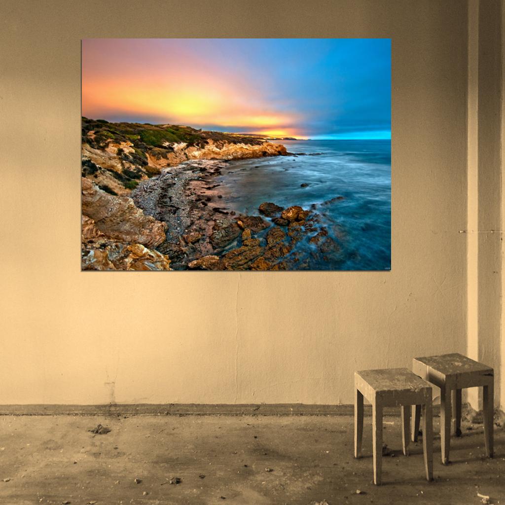 Seashore Rocks Beautiful Night Twilight Nature Wall Decor Room Print Poster