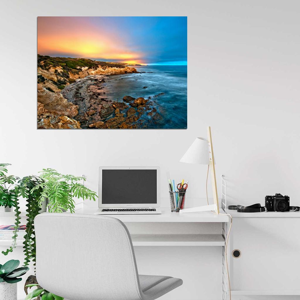Seashore Rocks Beautiful Night Twilight Nature Wall Decor Room Print Poster