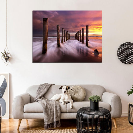 Sea Beautiful Sunset Ocean Dusk Nature Wall Decor Room Print Poster