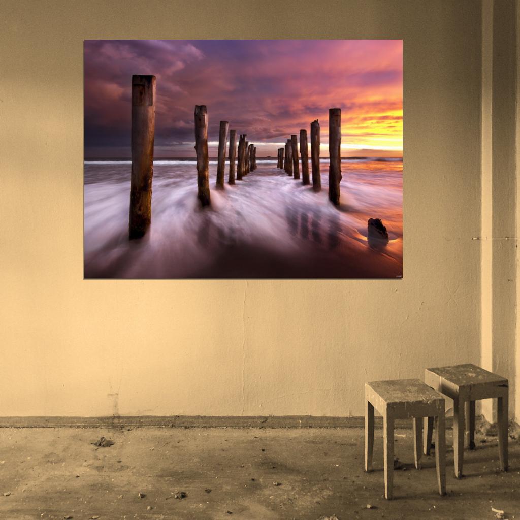 Sea Beautiful Sunset Ocean Dusk Nature Wall Decor Room Print Poster