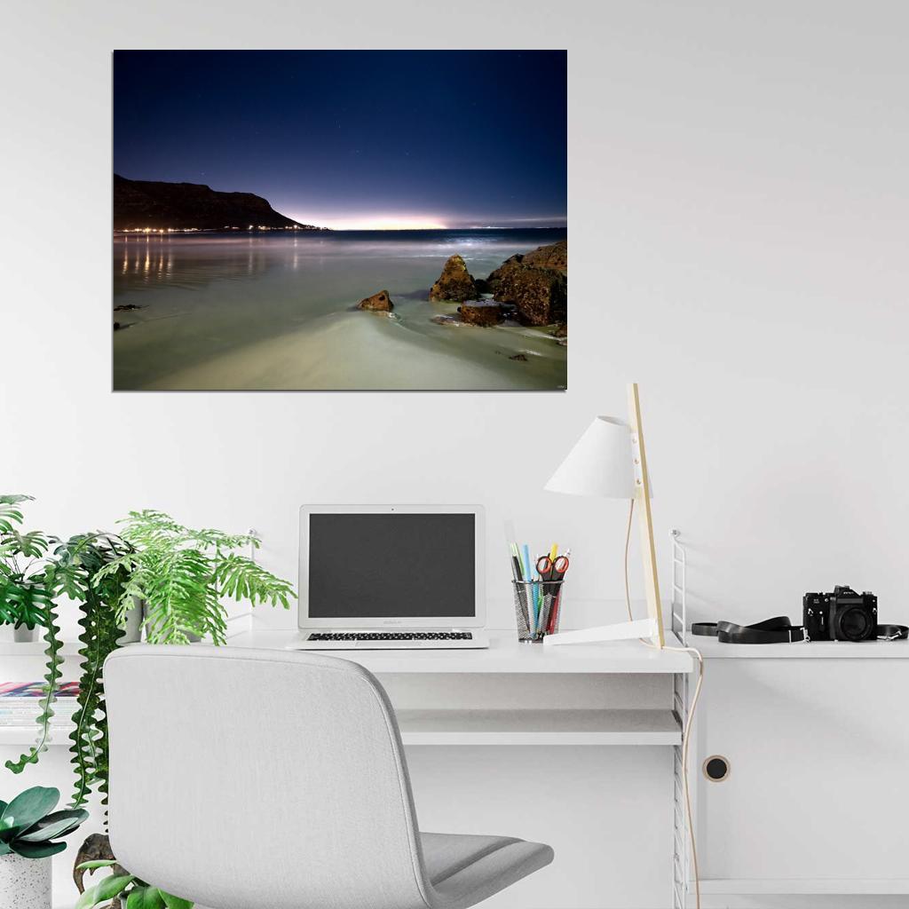 Beach Sea Beautiful Lights Nature Rocks Stars Wall Decor Room Print Poster