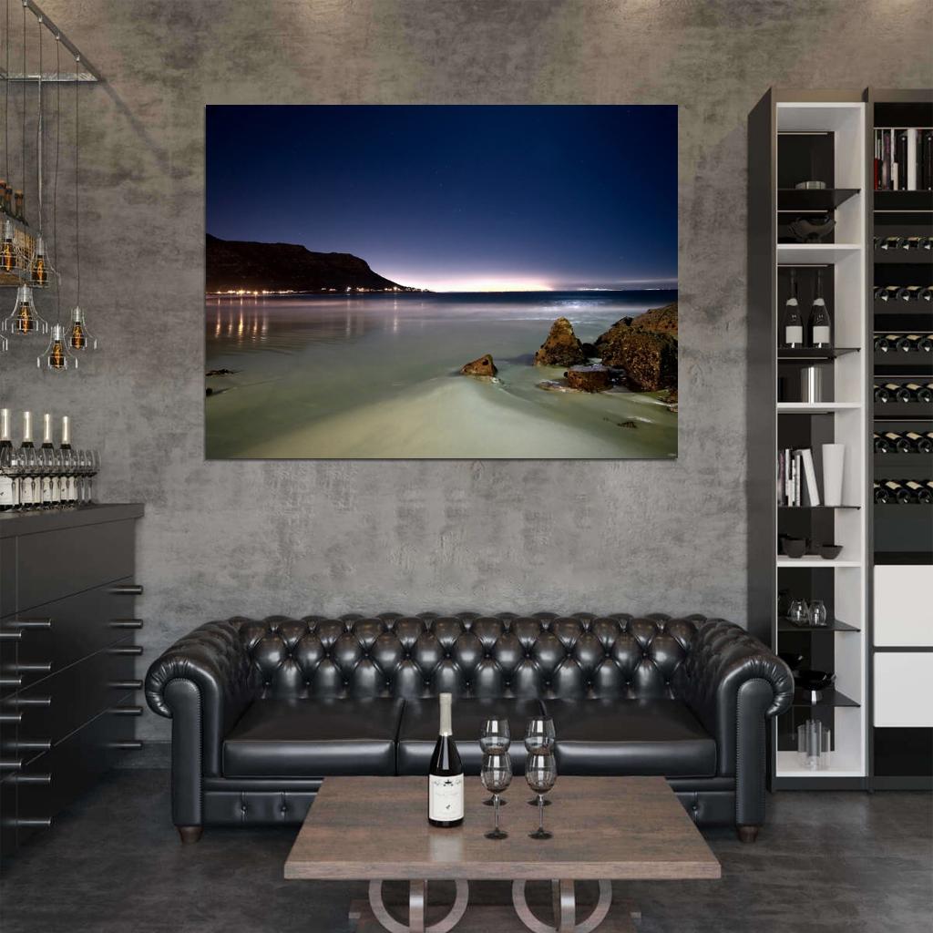 Beach Sea Beautiful Lights Nature Rocks Stars Wall Decor Room Print Poster