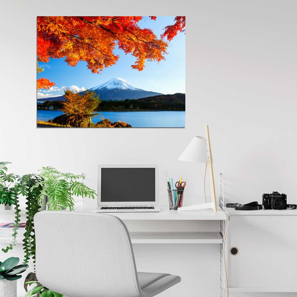 Mount Fuji Japan Autumn Fall Beautiful Nature Wall Decor Room Print Poster