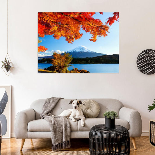 Mount Fuji Japan Autumn Fall Beautiful Nature Wall Decor Room Print Poster