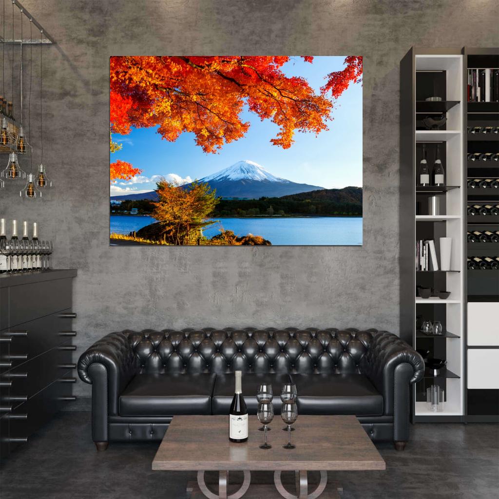 Mount Fuji Japan Autumn Fall Beautiful Nature Wall Decor Room Print Poster