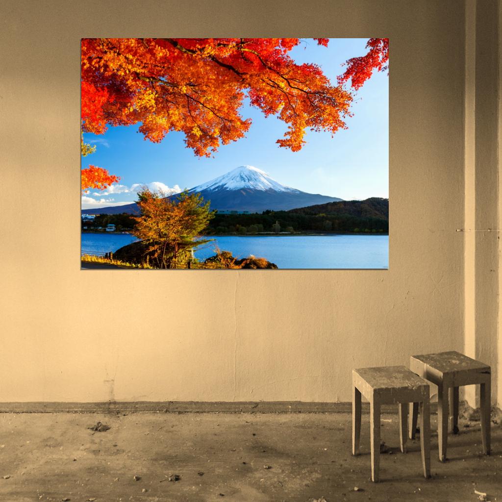 Mount Fuji Japan Autumn Fall Beautiful Nature Wall Decor Room Print Poster