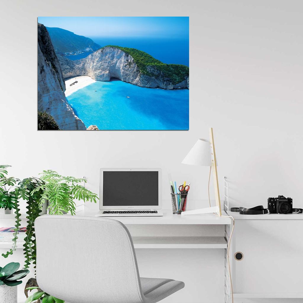 Tropical Paradise Bay Cove Sea Sky Beautiful Wall Decor Room Print Poster