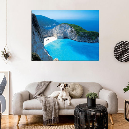 Tropical Paradise Bay Cove Sea Sky Beautiful Wall Decor Room Print Poster