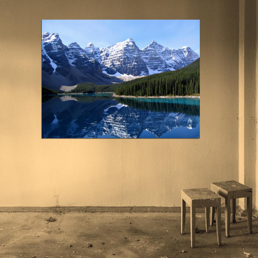Mountains Cliffs Lake Canada Beautiful Nature Wall Decor Room Print Poster