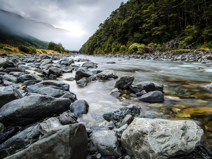 River Rocks Hills New Zealand Beautiful Nature Wall Decor Room Print Poster