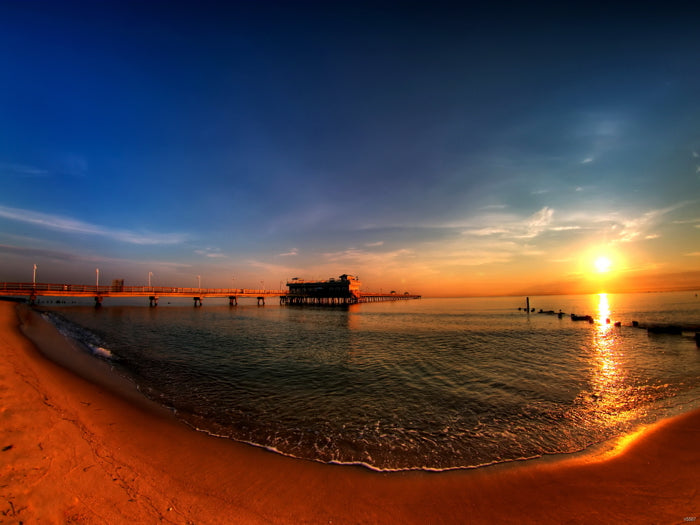 Pier Sunset Seashore Beach Beautiful Nature Wall Decor Room Print Poster