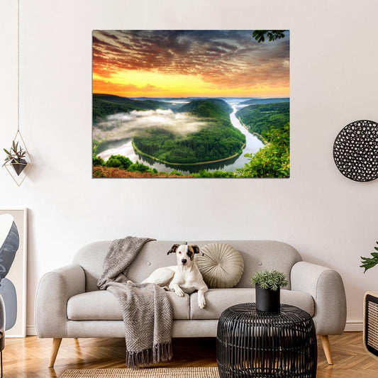Landscape Sunset River Valley Beautiful Nature Wall Decor Room Print Poster