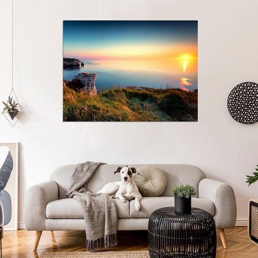 Sunset Shore Cliffs Sea Beautiful Nature Wall Decor Room Print Poster