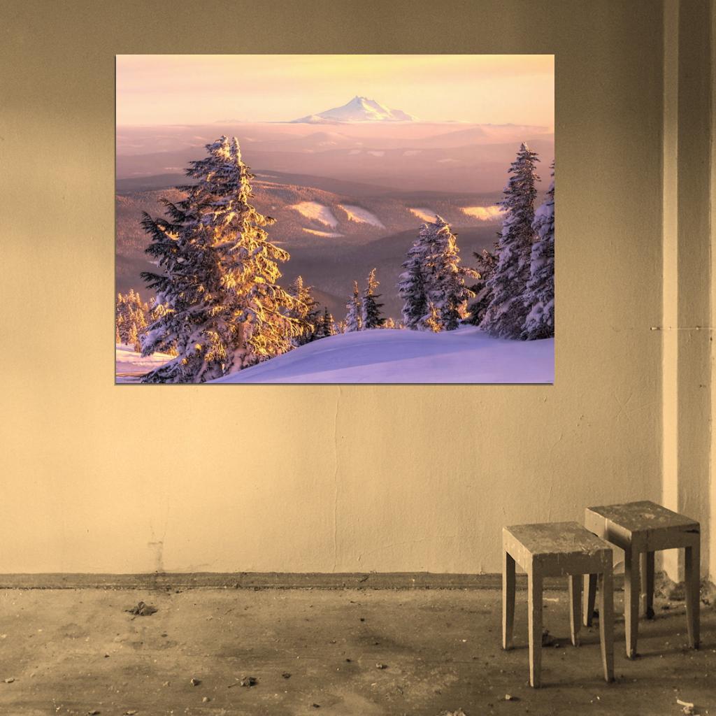 Snow Hills Forest Mountain Beautiful Nature Wall Decor Room Print Poster