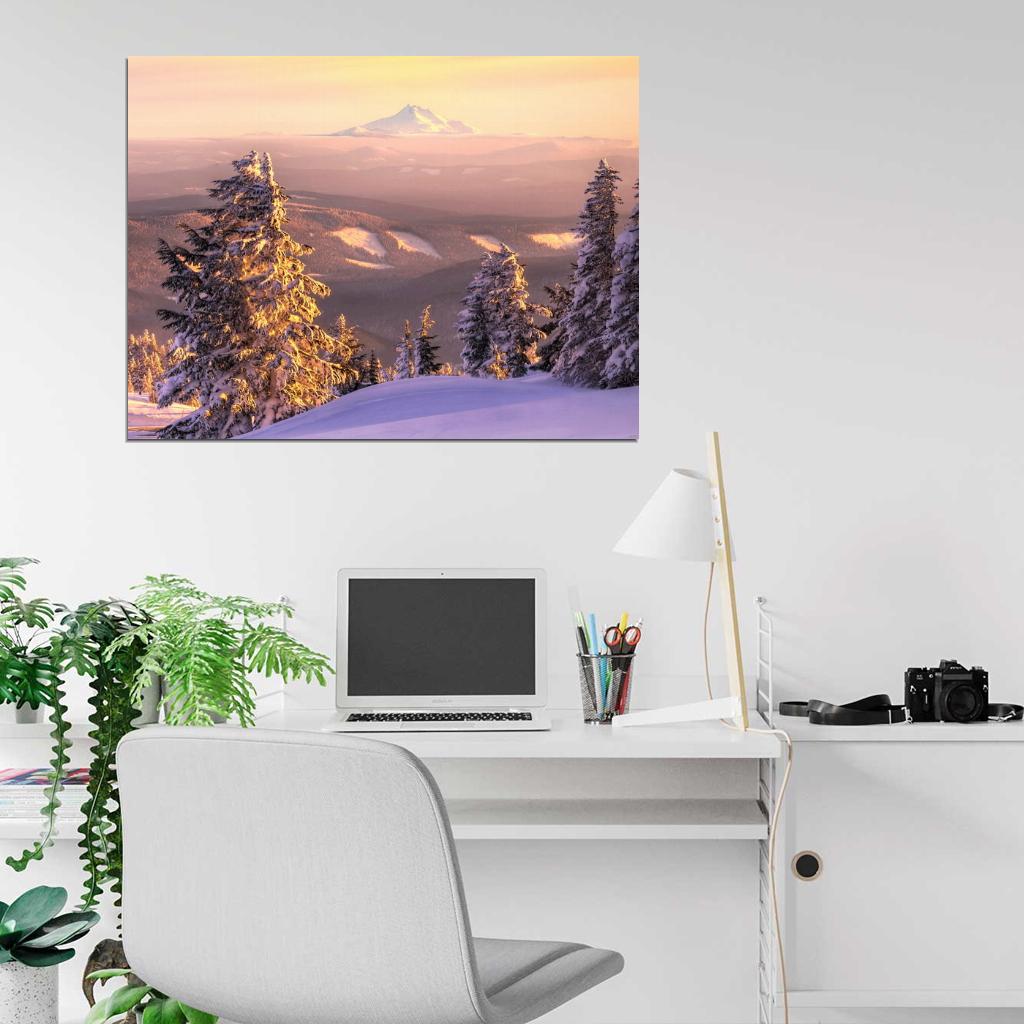 Snow Hills Forest Mountain Beautiful Nature Wall Decor Room Print Poster