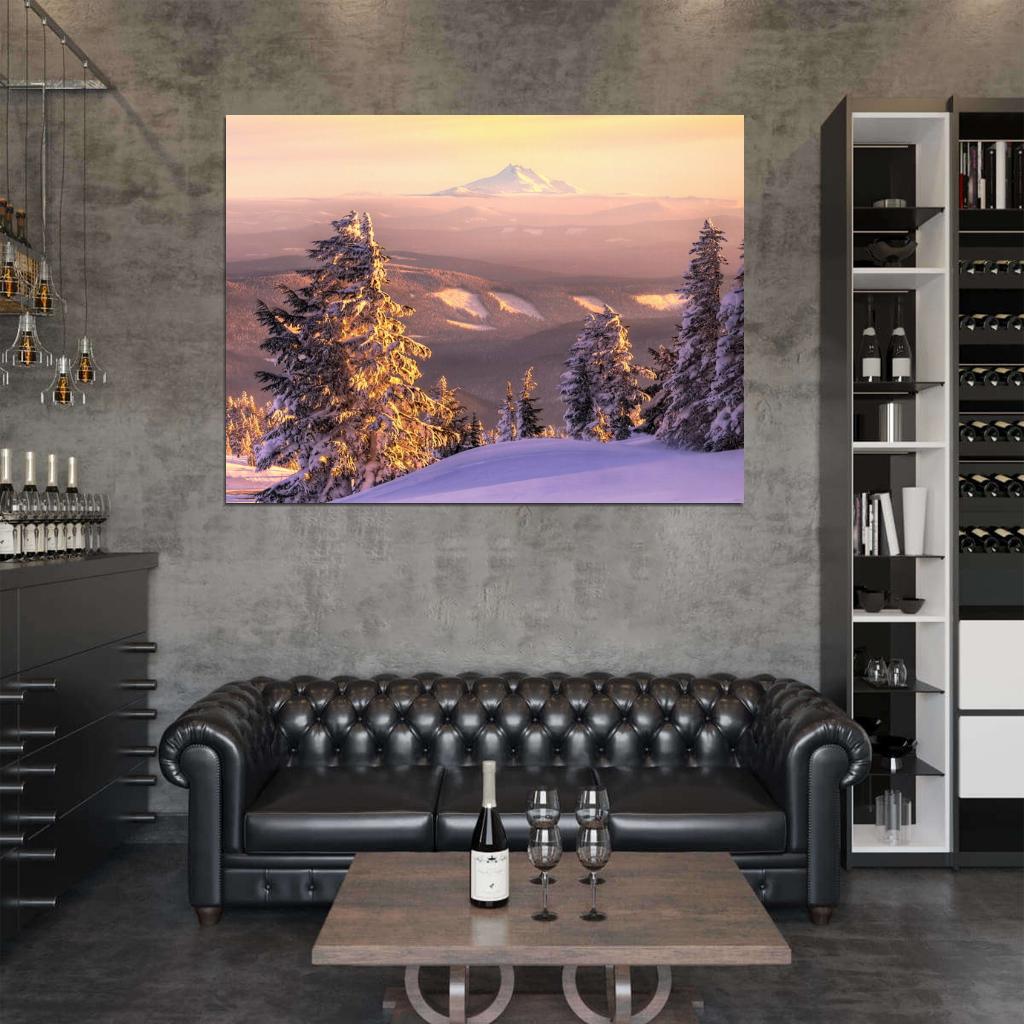 Snow Hills Forest Mountain Beautiful Nature Wall Decor Room Print Poster