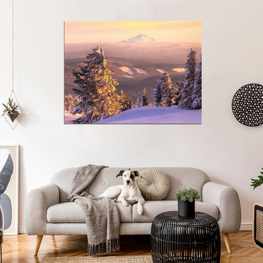 Snow Hills Forest Mountain Beautiful Nature Wall Decor Room Print Poster