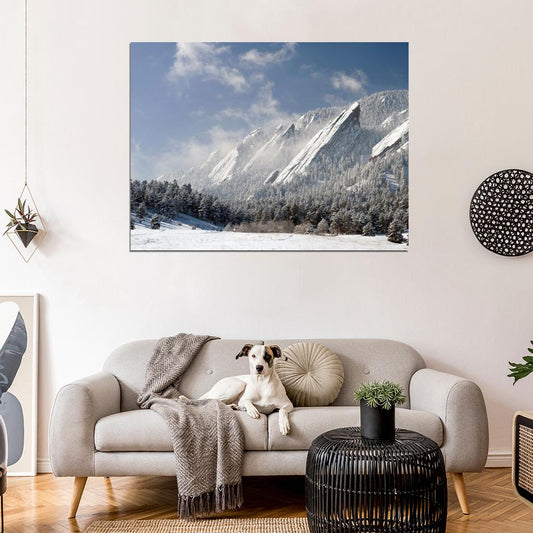 Snow Mountains Winter Cliffs Forest Beautiful Wall Decor Room Print Poster