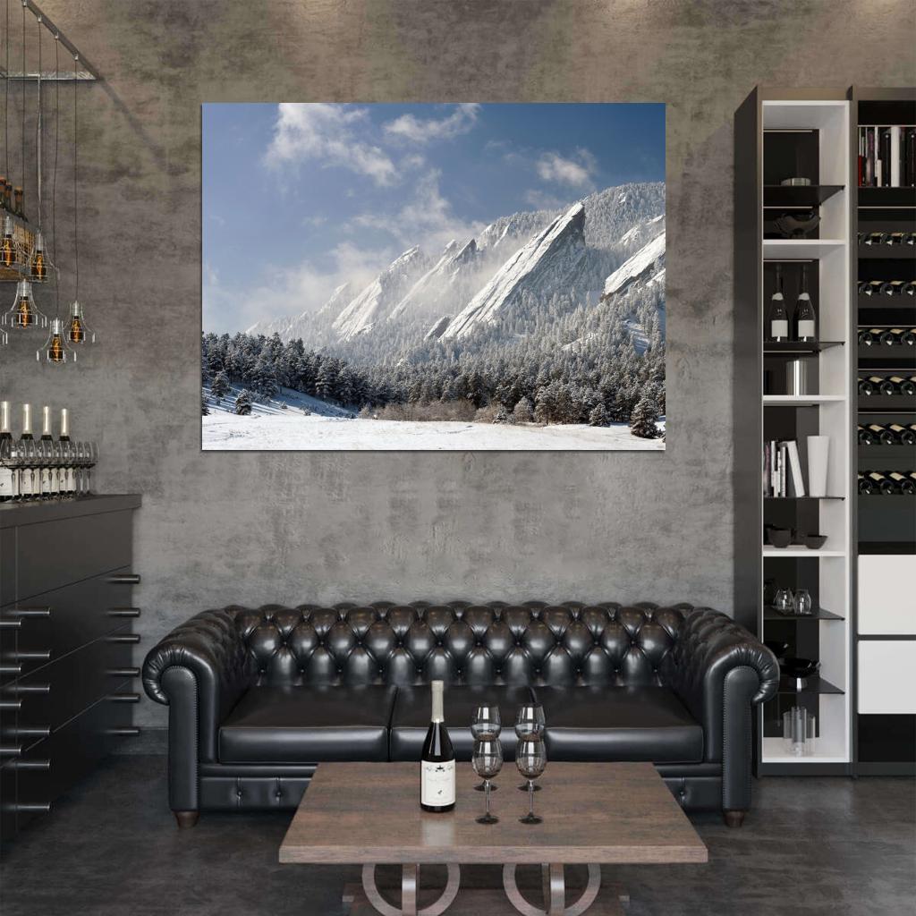 Snow Mountains Winter Cliffs Forest Beautiful Wall Decor Room Print Poster