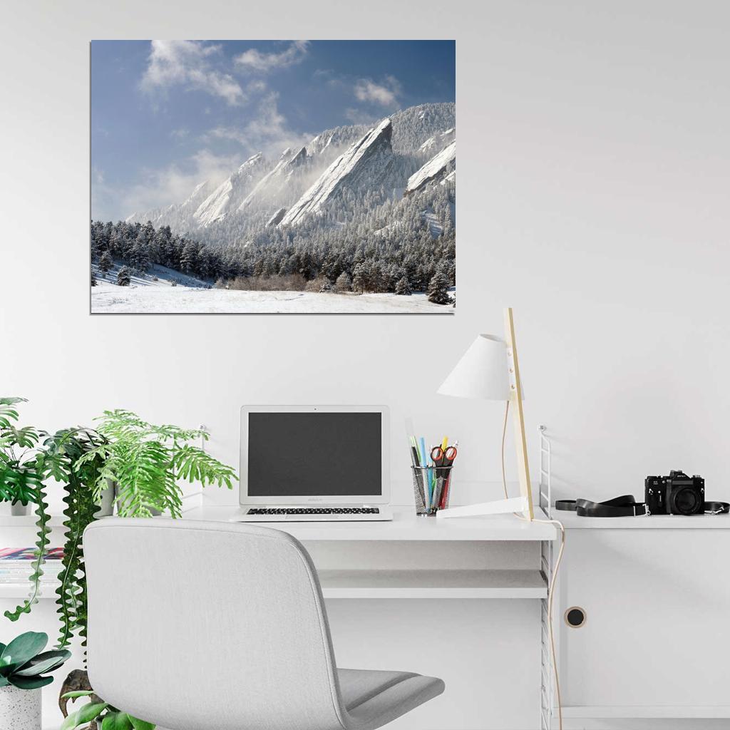 Snow Mountains Winter Cliffs Forest Beautiful Wall Decor Room Print Poster